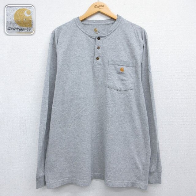 カーハート 長袖Tシャツ ワンポイントロゴ グレー メンズXL相当 | 古着