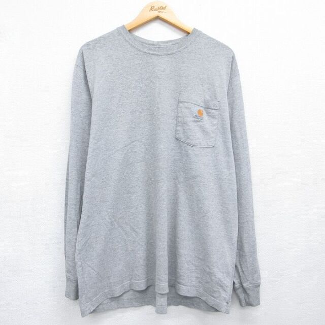 カーハート 長袖Tシャツ ワンポイントロゴ グレー メンズXL相当 | 古着