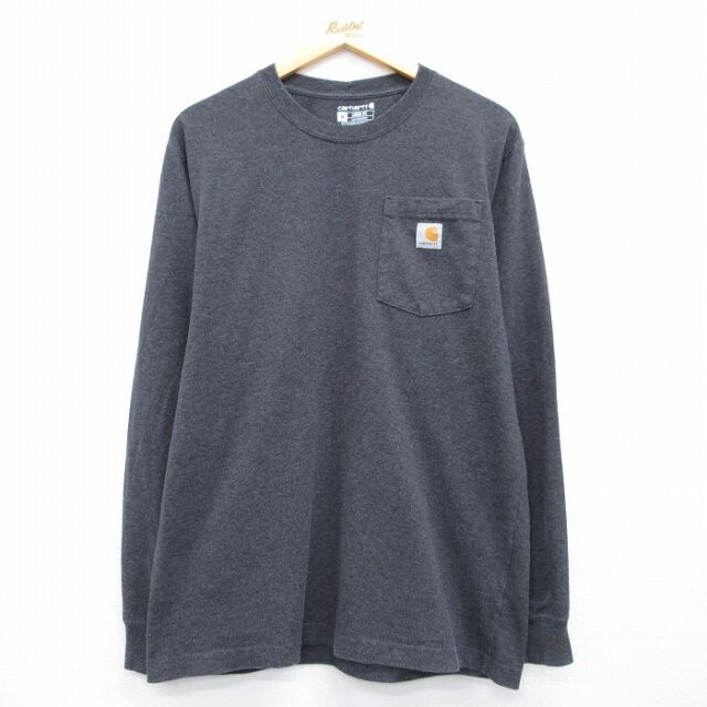 カーハート 長袖Tシャツ ワンポイントロゴ グレー メンズL相当 | 古着