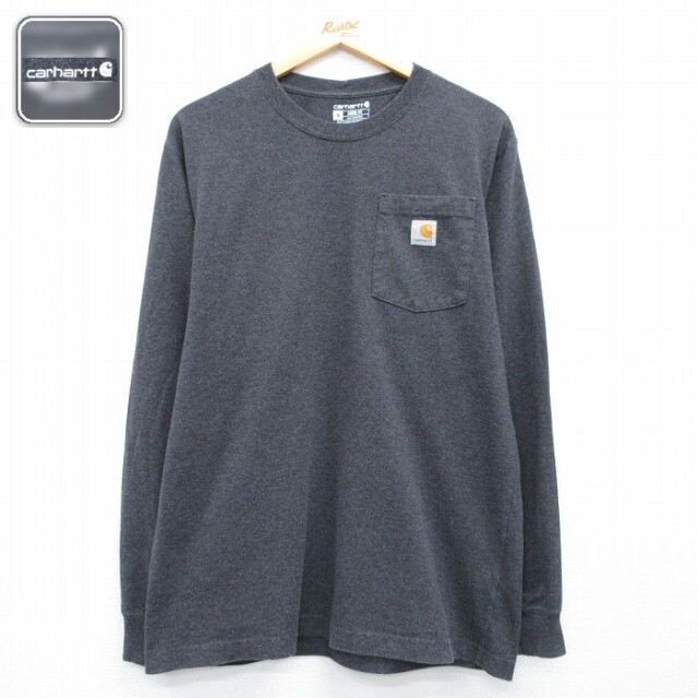 カーハート 長袖Tシャツ ワンポイントロゴ グレー メンズL相当 | 古着