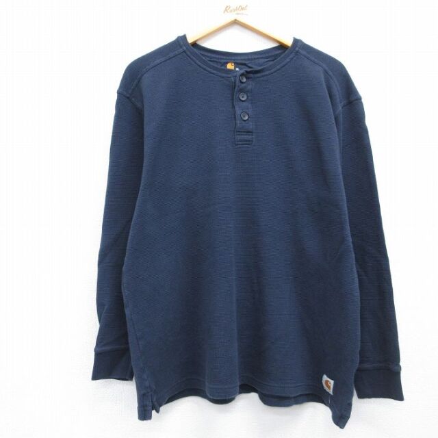 カーハート 長袖サーマルTシャツ ワンポイントロゴ ネイビー メンズXL相当 | 古着