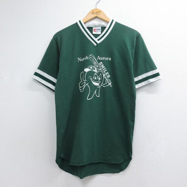 90s 半袖Tシャツ North Aurora SMILES グリーン メンズM相当 | 古着