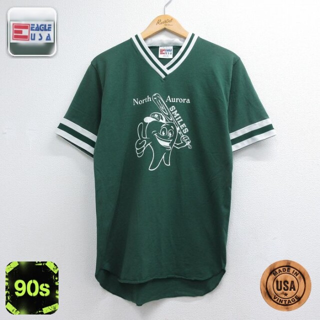90s 半袖Tシャツ North Aurora SMILES グリーン メンズM相当 | 古着