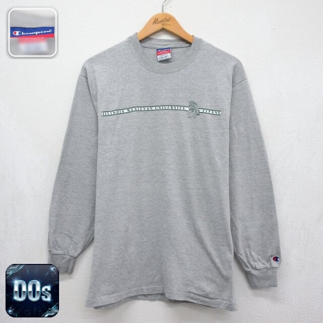 チャンピオン 00s 長袖Tシャツ イリノイカレッジ グレー メンズM相当 | 古着