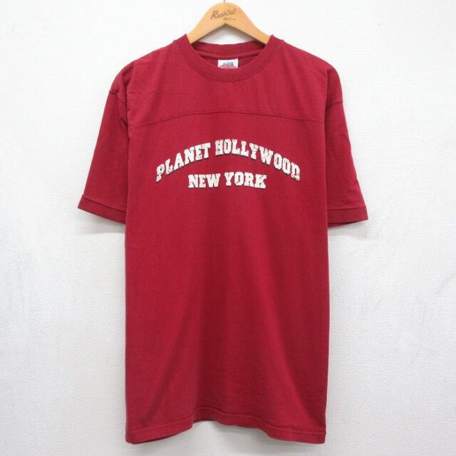 90s 半袖フットボールTシャツ ニューヨーク バーガンディ メンズXL相当 | 古着