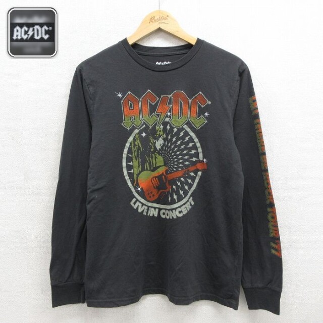 AC/DC 長袖ロックバンドTシャツ グレー メンズM相当 | 古着