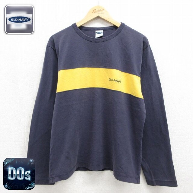 オールドネイビー 00s 長袖Tシャツ ワンポイントロゴ ネイビー メンズL相当 | 古着