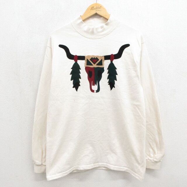 00s 長袖Tシャツ バッファロー 生成り ベージュ メンズM相当 | 古着