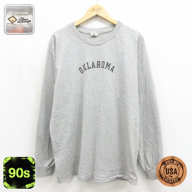 90s 長袖Tシャツ オクラホマ グレー メンズXL相当 | 古着