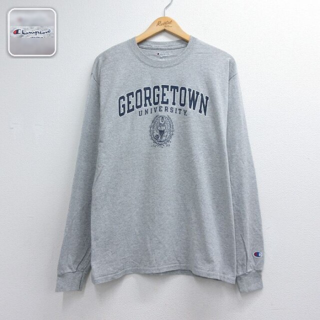 チャンピオン 長袖Tシャツ GEORGETOWN カレッジ グレー メンズL相当 | 古着