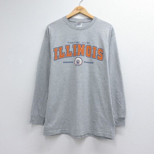 00s 長袖Tシャツ ILLINOIS カレッジ グレー メンズL相当 | 古着