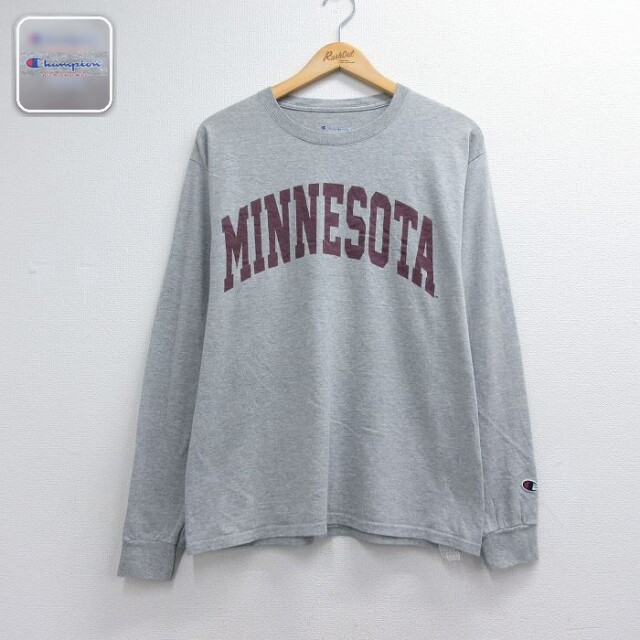 チャンピオン 長袖Tシャツ MINNESOTA グレー メンズL相当 | 古着