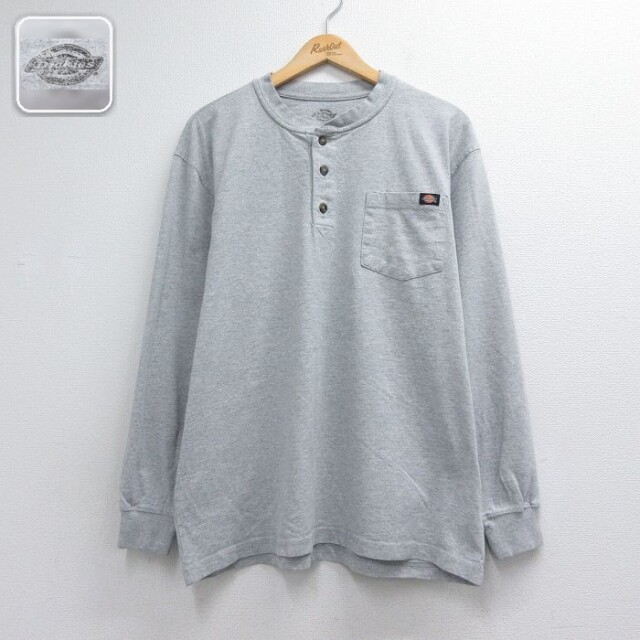 ディッキーズ 長袖Tシャツ ワンポイントロゴ グレー メンズXL相当 | 古着