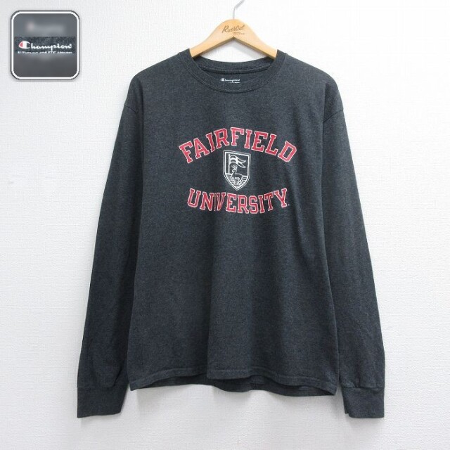 チャンピオン 長袖Tシャツ FAIRFIELD カレッジ グレー メンズL相当 | 古着