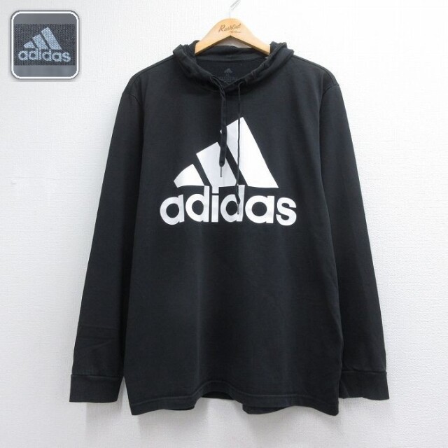 アディダス 長袖Tシャツ ビッグロゴ ブラック メンズXL相当 | 古着