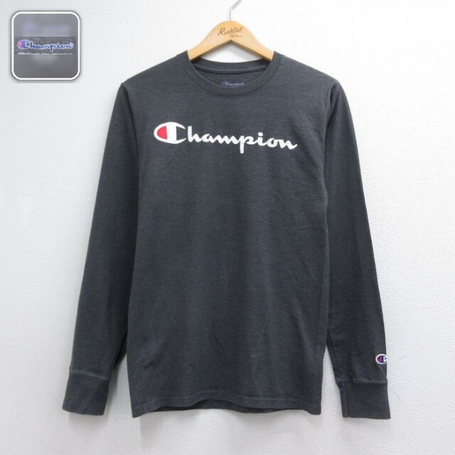チャンピオン 長袖Tシャツ ビッグロゴ グレー メンズS相当 | 古着