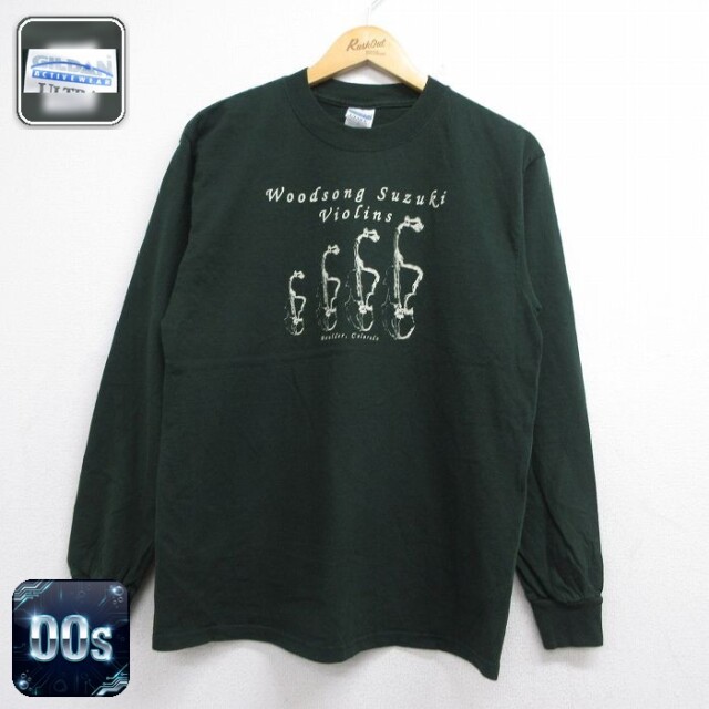 00s 長袖Tシャツ バイオリン グリーン メンズM相当 | 古着