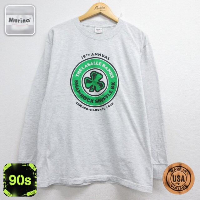 90s 長袖Tシャツ LASALLE BANKS企業広告 グレー メンズM相当 | 古着