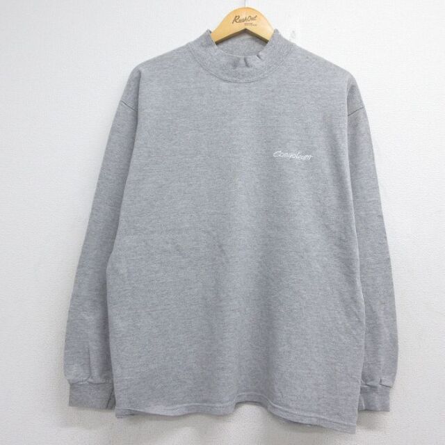 L★古着 長袖 ビンテージ Tシャツ メンズ 90年代 90s Congoleum モックネック ハイネック USA製 グレー 霜降り 26jul06