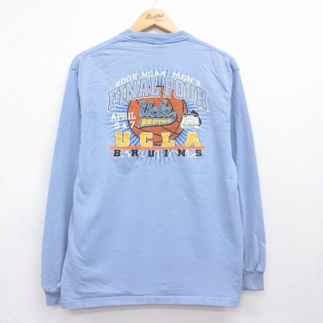 L★古着 チャンピオン champion 長袖 ビンテージ Tシャツ メンズ 00年代 00s UCLA コットン クルーネック ライトブルー 26jul06