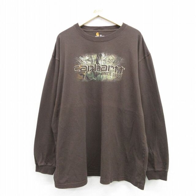 カーハート 長袖Tシャツ ビッグロゴ ブラウン メンズXL相当 | 古着