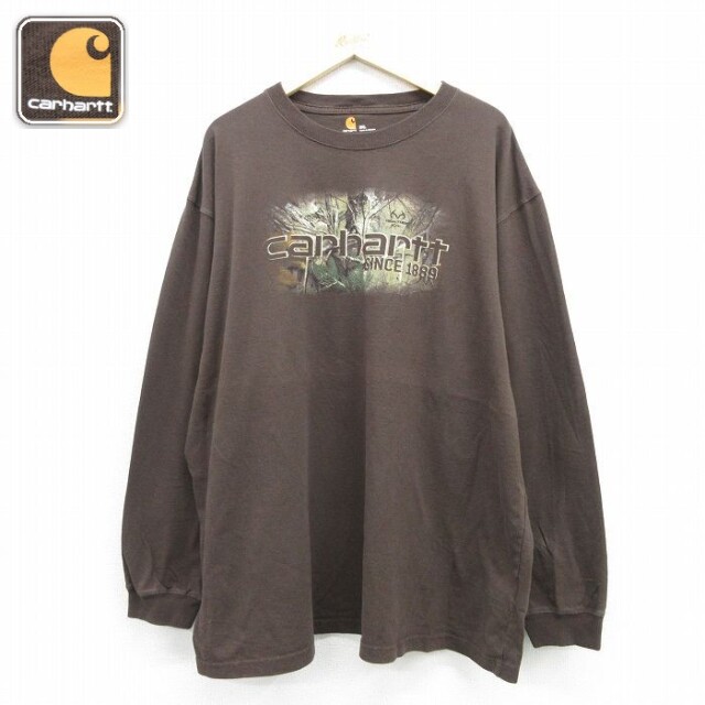 カーハート 長袖Tシャツ ビッグロゴ ブラウン メンズXL相当 | 古着