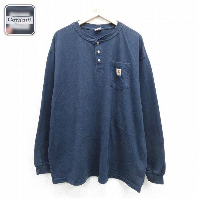 カーハート 長袖Tシャツ 胸ポケット付き ネイビー メンズXL相当 | 古着