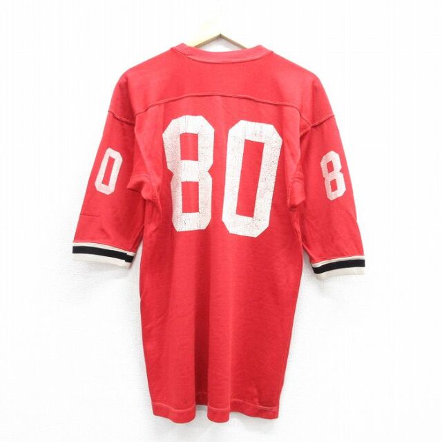 古着通販 L☆古着 半袖 ビンテージ フットボール Tシャツ メンズ 70