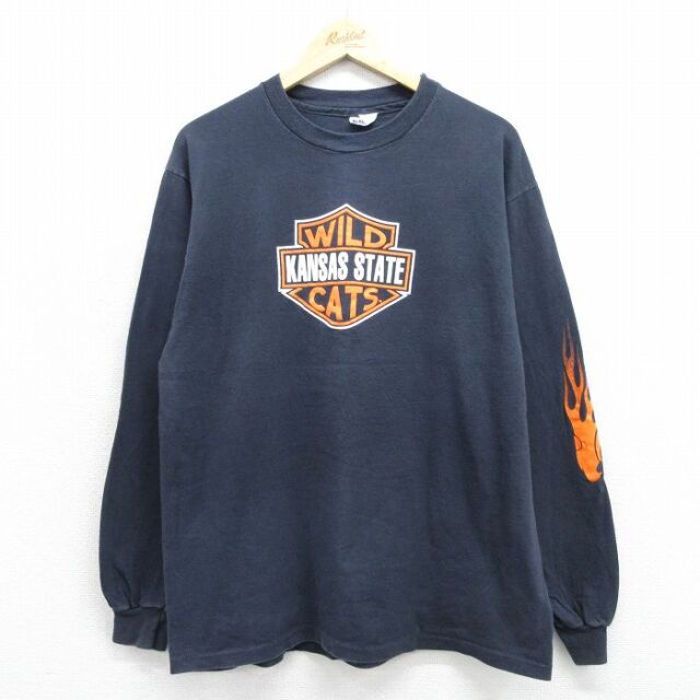 ヘインズ 80s 長袖Tシャツ ワイルドキャッツ ブラック メンズXL相当 | 古着