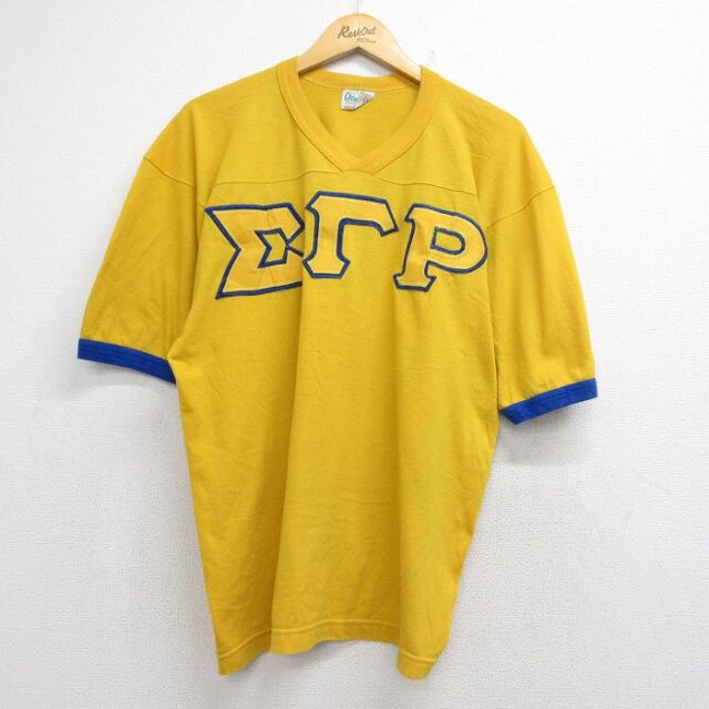 90s 半袖Tシャツ ギリシャ文字 イエロー メンズXL相当 | 古着