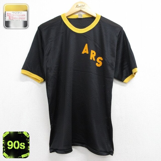 90s 半袖Tシャツ ARS 8 メッシュ地 ブラック メンズM相当 | 古着