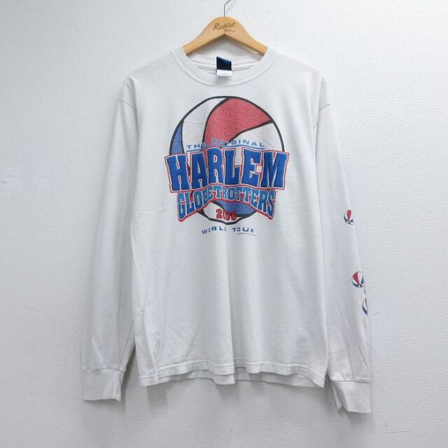 00s 長袖Tシャツ ハーレムグローブトロッターズバスケットボール ホワイト メンズL相当 | 古着