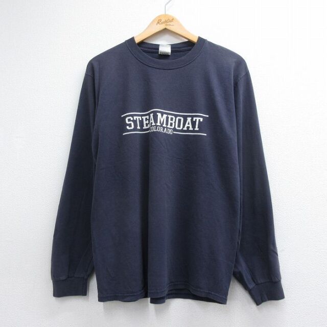 00s 長袖Tシャツ STEAMBOAT ネイビー メンズL相当 | 古着