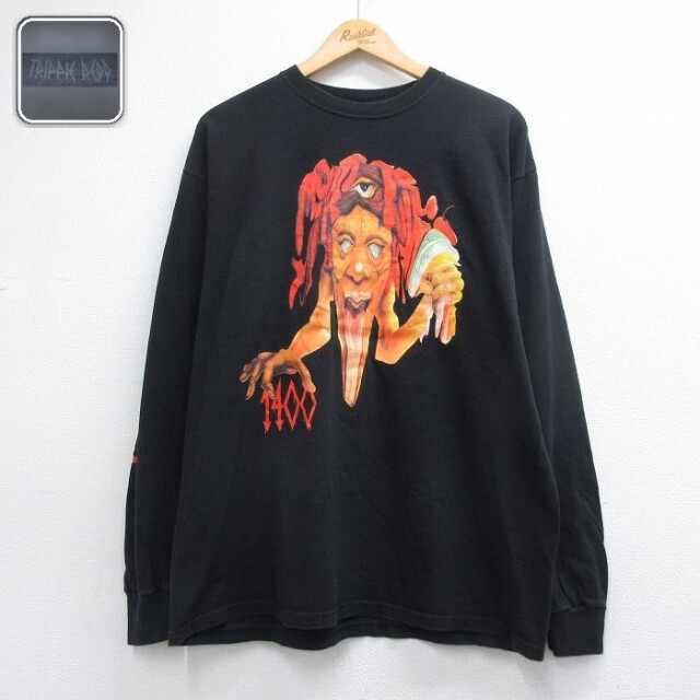 長袖ラップTシャツ トリッピーレッド ブラック メンズXL相当 | 古着