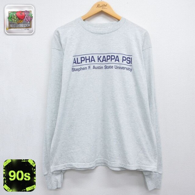 フルーツオブザルーム 90s 長袖Tシャツ アルファカレッジ グレー メンズXL相当 | 古着