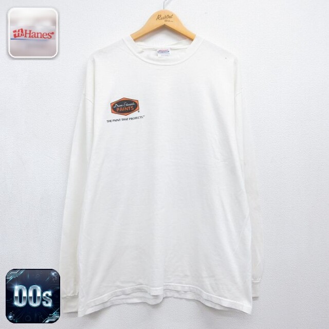 ヘインズ 00s 長袖Tシャツ マスタング ホワイト メンズXL相当 | 古着