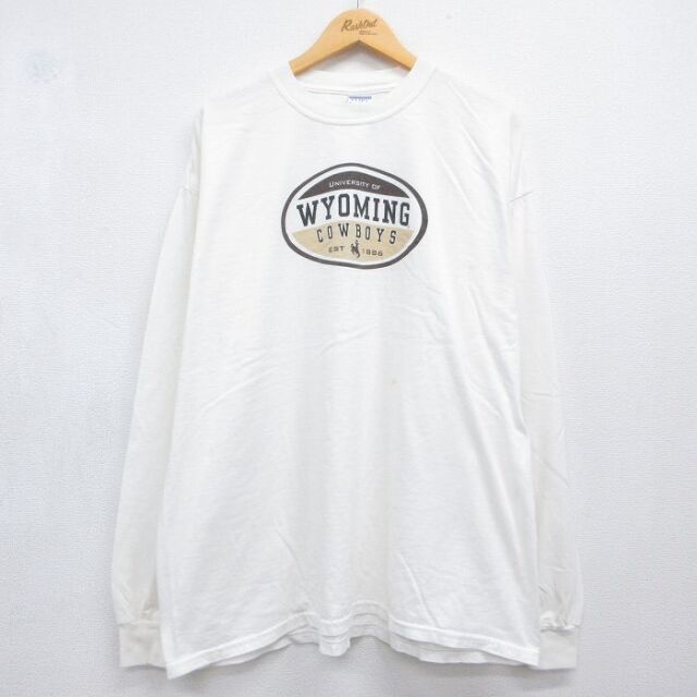 00s 長袖Tシャツ カウボーイカレッジ ホワイト メンズXL相当 | 古着