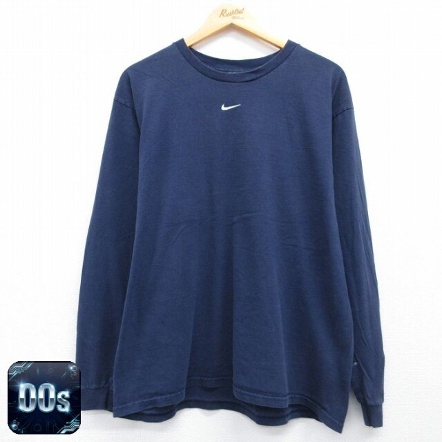 ナイキ 00s 長袖Tシャツ センタースウォッシュ ネイビー メンズXL相当 | 古着