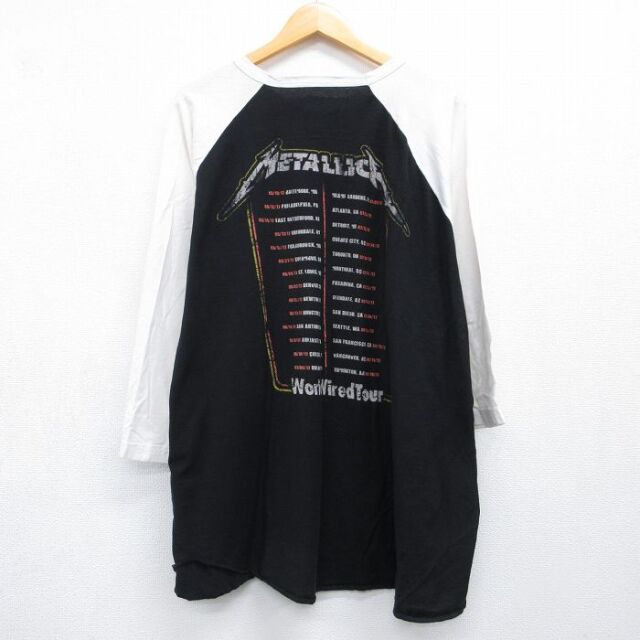 古着通販 XL☆古着 7分袖 ロック バンド Tシャツ メンズ メタリカ