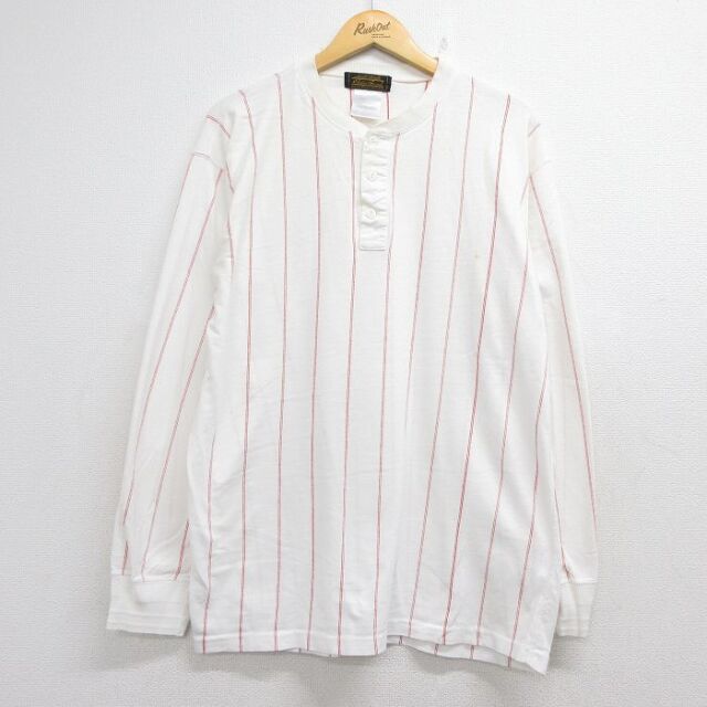 エディーバウアー 90s 長袖Tシャツ ホワイトストライプ メンズXL相当 | 古着