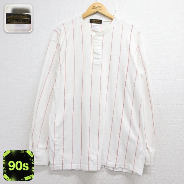 エディーバウアー 90s 長袖Tシャツ ホワイトストライプ メンズXL相当 | 古着