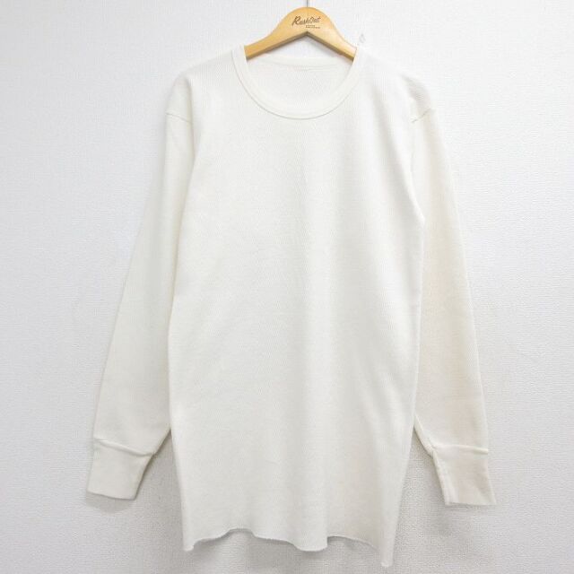 長袖サーマルTシャツ 無地 ベージュ メンズL相当 | 古着