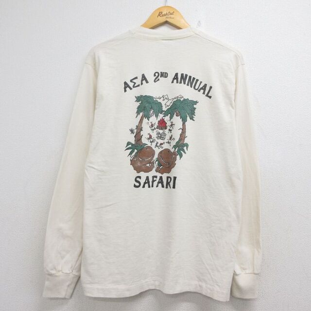 フルーツオブザルーム 90s 長袖Tシャツ SAFARI 生成り ベージュ メンズL相当 | 古着
