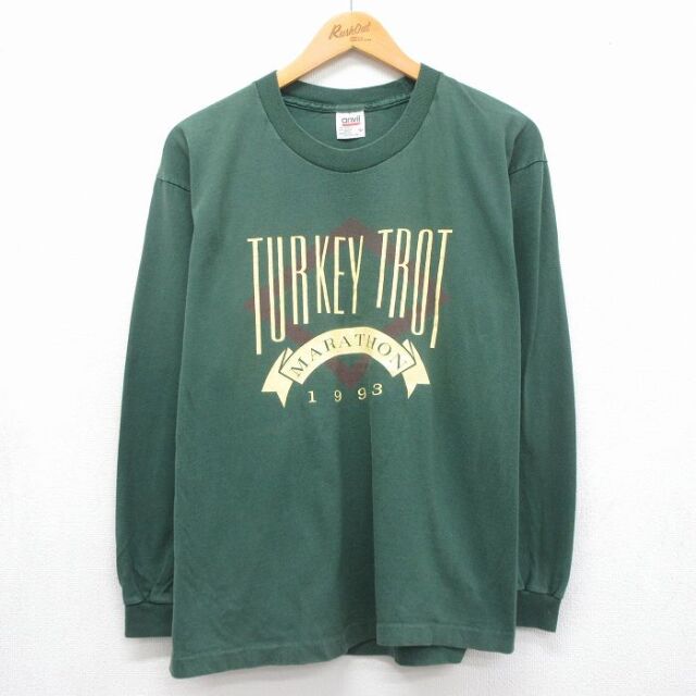 90s 長袖Tシャツ TURKEY TROT グリーン メンズL相当 | 古着