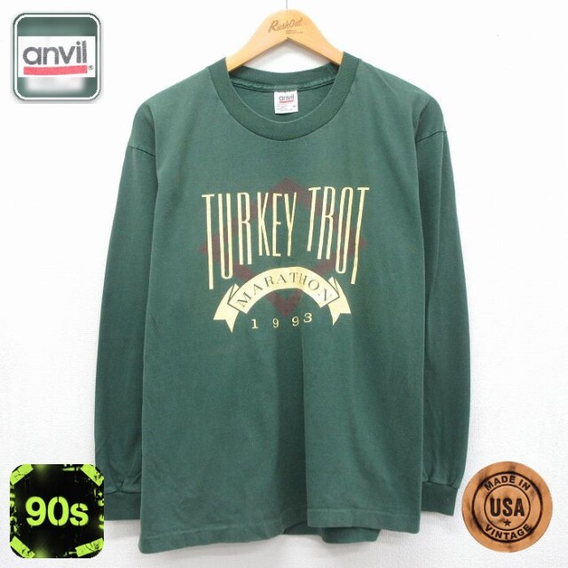 90s 長袖Tシャツ TURKEY TROT グリーン メンズL相当 | 古着