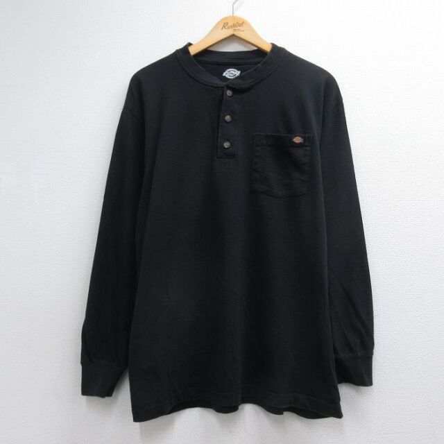ディッキーズ 長袖Tシャツ 胸ポケット付き ブラック メンズXL相当 | 古着
