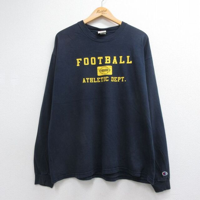 チャンピオン 00s 長袖Tシャツ フットボール ネイビー メンズXL相当 | 古着