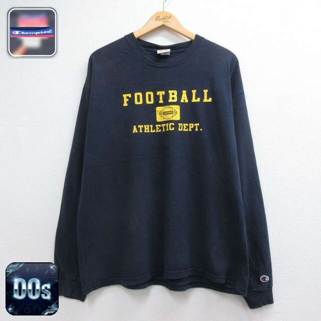 チャンピオン 00s 長袖Tシャツ フットボール ネイビー メンズXL相当 | 古着