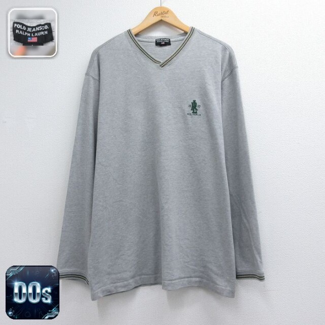 ラルフローレン 00s 長袖Tシャツ ワンポイントロゴ グレー メンズXL相当 | 古着