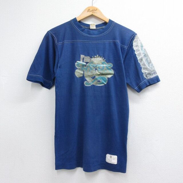 80s 半袖フットボールTシャツ Hers ブルー メンズS相当 | 古着